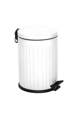 Eforeca Beyaz 12L Çizgili/Grooved Retro Çöp Kovası - 1
