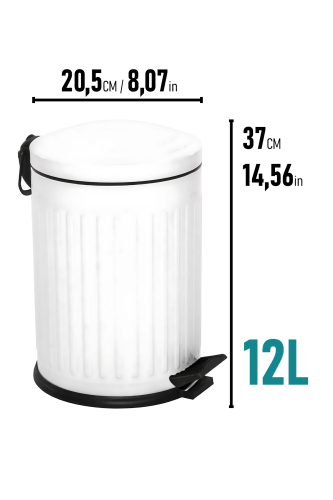 Eforeca Beyaz 12L Çizgili/Grooved Retro Çöp Kovası - 2