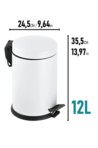 Eforeca Beyaz 12L Düz/Smooth Classic Çöp Kovası - 2