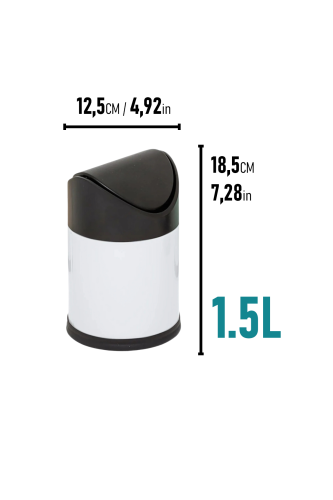 Eforeca Beyaz 1,5L Düz/Smooth Classic Swing Çöp Kovası - 2