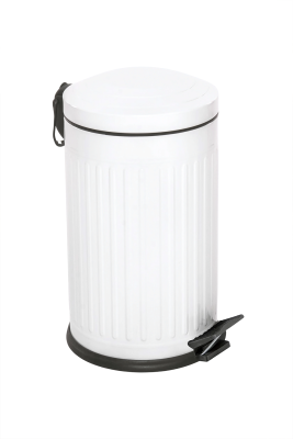 Eforeca Beyaz 16L Çizgili/Grooved Retro Çöp Kovası - 1
