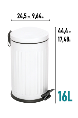 Eforeca Beyaz 16L Çizgili/Grooved Retro Çöp Kovası - 3