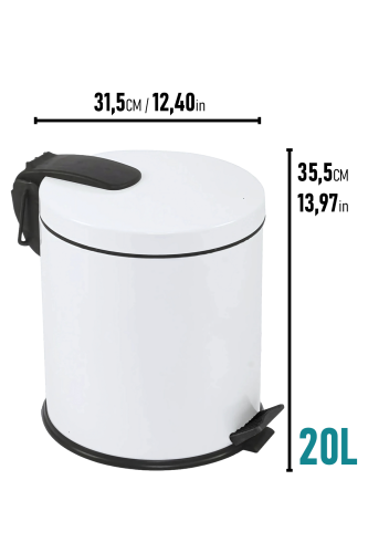 Eforeca Beyaz 20L Düz/Smooth Classic Çöp Kovası - 2