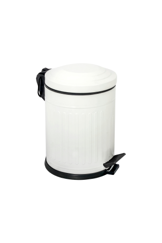 Eforeca Beyaz 5L Çizgili/Grooved Retro Çöp Kovası - 1