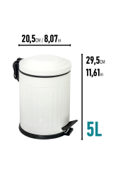 Eforeca Beyaz 5L Çizgili/Grooved Retro Çöp Kovası - 2