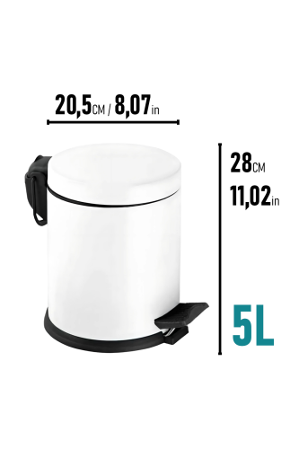 Eforeca Beyaz 5L Düz/Smooth Classic Çöp Kovası - 2