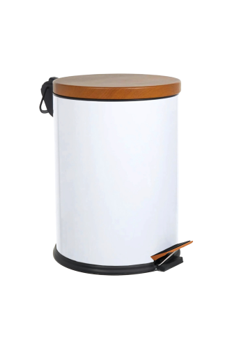 Eforeca Beyaz-Ahşap 12L Düz/Smooth Classic Wood Çöp Kovası - 1