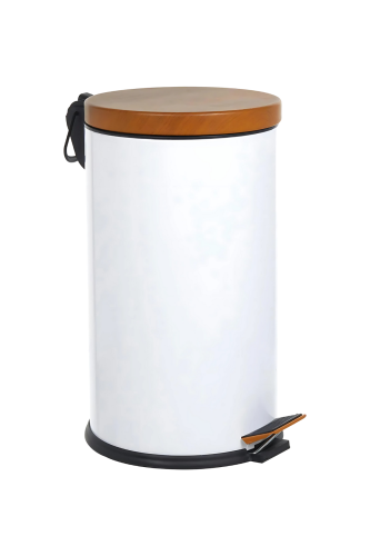 Eforeca Beyaz-Ahşap 16L Düz/Smooth Classic Wood Çöp Kovası - 1