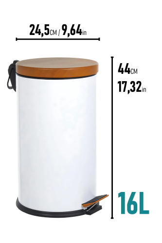 Eforeca Beyaz-Ahşap 16L Düz/Smooth Classic Wood Çöp Kovası - 2