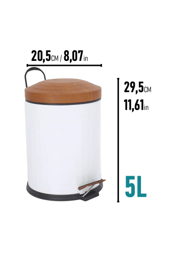 Eforeca Beyaz-Ahşap 5L Çizgili/Grooved Retro Wood 2'li Banyo Seti - 2