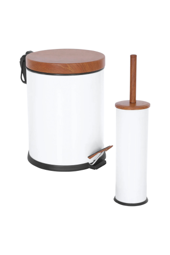 Eforeca Beyaz-Ahşap 5L Düz/Smooth Classic Wood 2'li Banyo Seti - 1