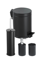 Eforeca Black 5L Düz/Smooth Classic 4-Piece Bathroom Set - 1