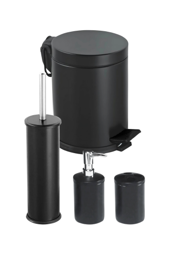 Eforeca Black 5L Düz/Smooth Classic 4-Piece Bathroom Set - 1