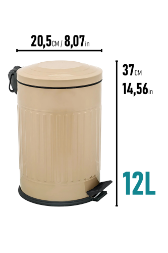 Eforeca Cappucino 12L Çizgili/Grooved Retro Çöp Kovası - 2