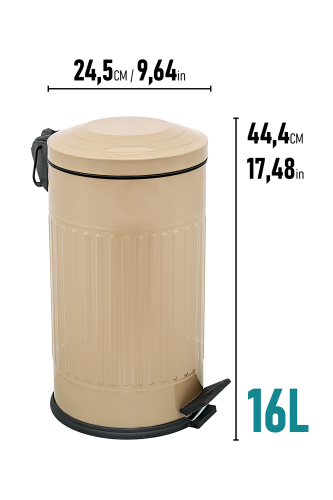 Eforeca Cappucino 16L Çizgili/Grooved Retro Çöp Kovası - 3
