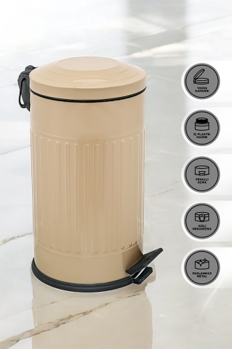 Eforeca Cappucino 16L Çizgili/Grooved Retro Çöp Kovası - 4