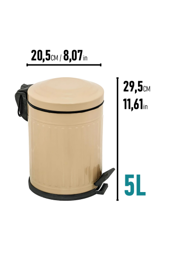 Eforeca Cappucino 5L Çizgili/Grooved Retro Çöp Kovası - 2