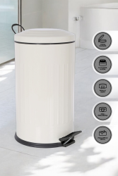 Eforeca Cream 16L Çizgili/Grooved Retro Trash Bin - 4
