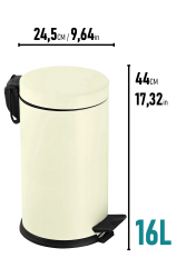 Eforeca Cream 16L Düz/Smooth Classic Trash Bin - 2