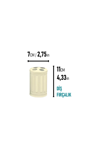 Eforeca Cream 5L Çizgili/Grooved Retro 4-Piece Bathroom Set - 5