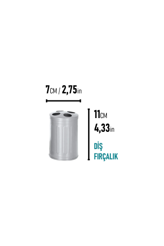 Eforeca Grey 5L Çizgili/Grooved Retro 4-Piece Bathroom Set - 5