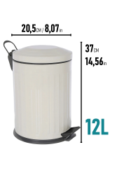 Eforeca Gri 12L Çizgili/Grooved Retro Çöp Kovası - 2