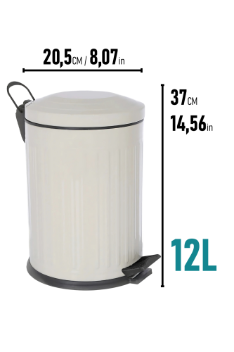Eforeca Gri 12L Çizgili/Grooved Retro Çöp Kovası - 2