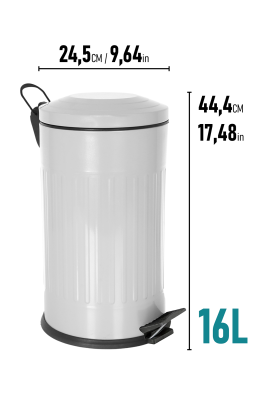 Eforeca Gri 16L Çizgili/Grooved Retro Çöp Kovası - 3