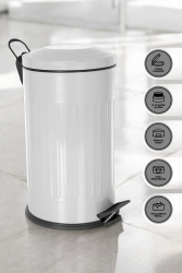 Eforeca Gri 16L Çizgili/Grooved Retro Çöp Kovası - 4