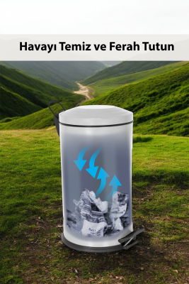Eforeca Gri 16L Çizgili/Grooved Retro Çöp Kovası - 5