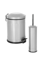 Eforeca Gri 5L Çizgili/Grooved Retro 2'li Banyo Seti 