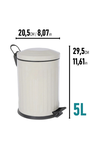 Eforeca Gri 5L Çizgili/Grooved Retro Çöp Kovası - 2