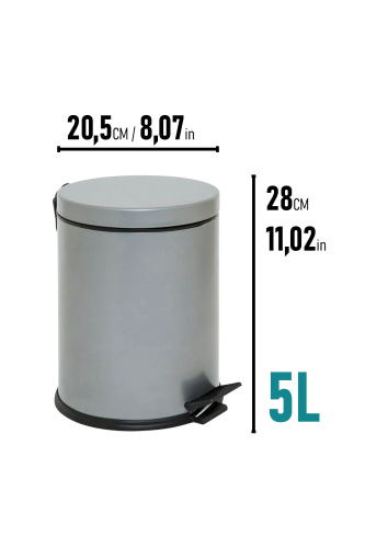 Eforeca Gri 5L Düz/Smooth Classic Çöp Kovası - 2