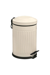 Eforeca Krem 12L Çizgili/Grooved Retro Çöp Kovası 