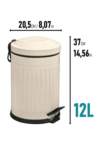 Eforeca Krem 12L Çizgili/Grooved Retro Çöp Kovası - 2