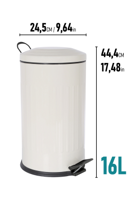 Eforeca Krem 16L Çizgili/Grooved Retro Çöp Kovası - 3