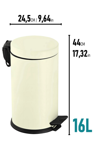 Eforeca Krem 16L Düz/Smooth Classic Çöp Kovası - 2