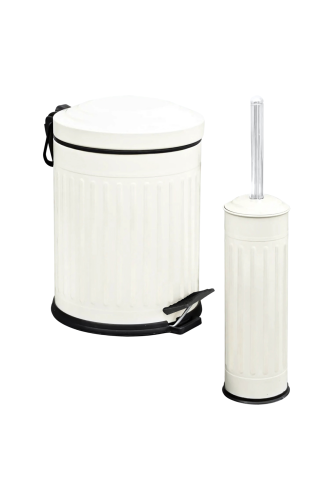 Eforeca Krem 5L Çizgili/Grooved Retro 2'li Banyo Seti - 1