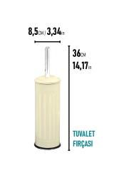 Eforeca Krem 5L Çizgili/Grooved Retro 4'lü Banyo Seti - 3