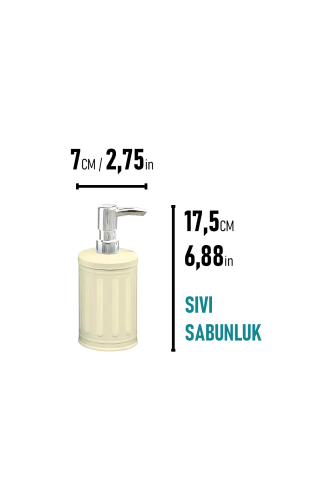 Eforeca Krem 5L Çizgili/Grooved Retro 4'lü Banyo Seti - 4