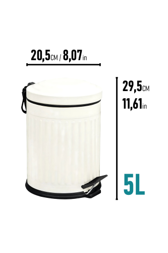 Eforeca Krem 5L Çizgili/Grooved Retro Çöp Kovası - 2
