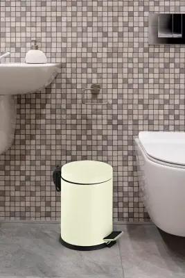 Eforeca Krem 5L Düz/Smooth Classic Çöp Kovası - 2