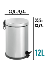 Eforeca Krom 12L Düz/Smooth Inox Çöp Kovası - 2