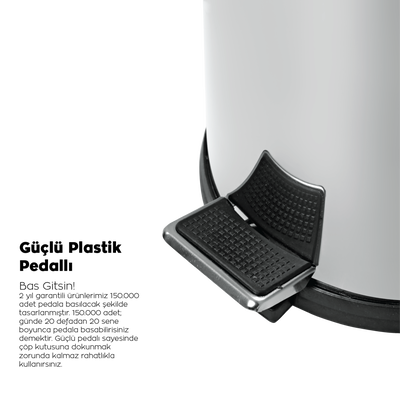 Eforeca Krom 16L Düz/Smooth Inox Çöp Kovası - 3