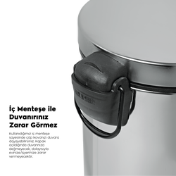 Eforeca Krom 16L Düz/Smooth Inox Çöp Kovası - 4