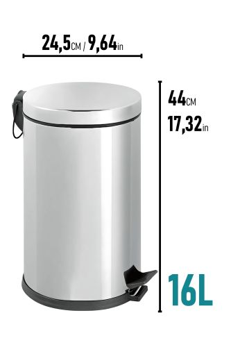 Eforeca Krom 16L Düz/Smooth Inox Çöp Kovası - 2
