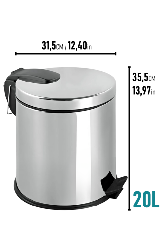 Eforeca Krom 20L Düz/Smooth Inox Çöp Kovası - 2