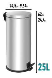 Eforeca Krom 25L Düz/Smooth Inox Çöp Kovası - 2