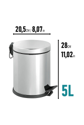 Eforeca Krom 5L Düz/Smooth Inox Çöp Kovası - 2