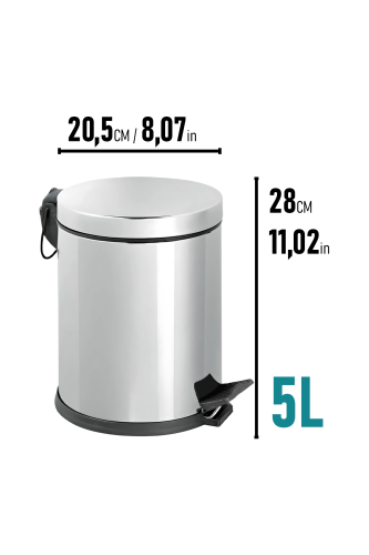 Eforeca Krom 5L Düz/Smooth Inox Çöp Kovası - 2